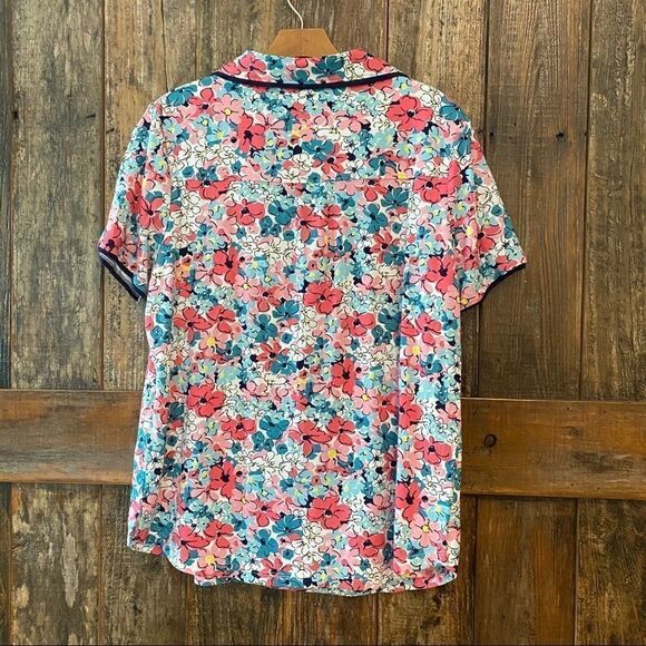 Jane and Bleecker Sz M Pink Floral Soft Button-Up Front Pocket Pajama Top - Picture 3 of 9